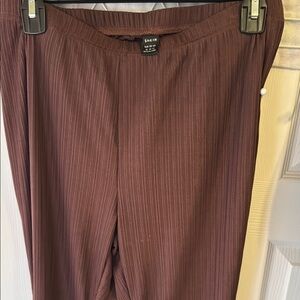 SHEIN Brown Dress Pants with Elastic Waistband and Ribbed Texture